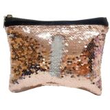 Sublimierbare kleine (Beauty-)Tasche mit Wendepallietten, Farbe: rosé-gold