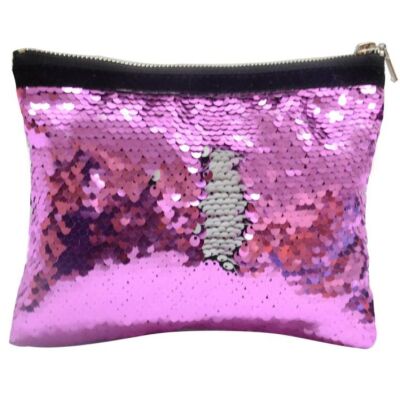 Sublimierbare kleine (Beauty-)Tasche mit Wendepallietten, Farbe: purple