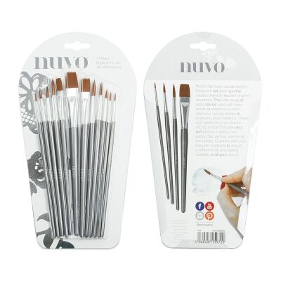 Tonic Studios Nuvo paint brush, Set mit 12 hochwertigen Nylon Pinseln
