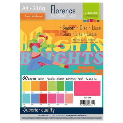 Florence Cardstock smooth Multipack, A4, 216g, 12x5 Blatt: Brights