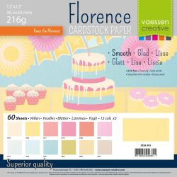 Florence Cardstock smooth 30,5x30,5 Multipack, 216g, 12x5 Blatt: Pastel