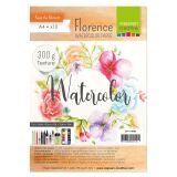 Florence Watercolor Paper,  A4, 300g, 10 Blatt, texture, Farbe: soft white