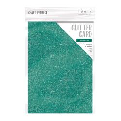 Tonic Studios Craft Perfect Glitter Card, A4 250g, 5 Blatt, Turquoise Lake
