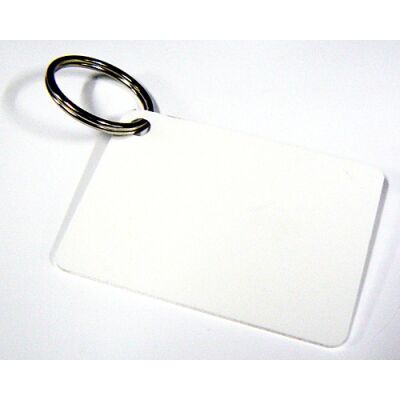 Sublimierbarer Schlüsselanhänger weiß-glänzend, Aluminium, rechteckig, 40x57mm
