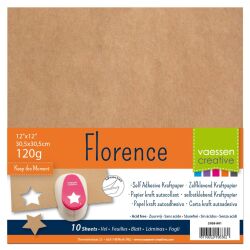 Florence Cardstock Kraftpapier Adhesive Back, 30,5 x 30,5, 120g,10 Blatt