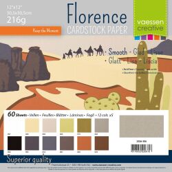 Florence Cardstock smooth 30,5x30,5 Multipack, 216g, 12x5 Blatt: Earth Tones