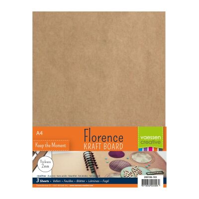 Florence Kraft Board, Kraftkarton A4, 2mm Dicke, 3 Blatt