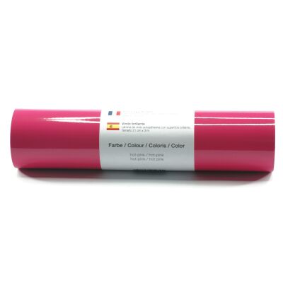 Vinylfolie z.B. für Wandtatttoos, 21 x 300 cm Rolle, Farbe: hot- pink glänzend