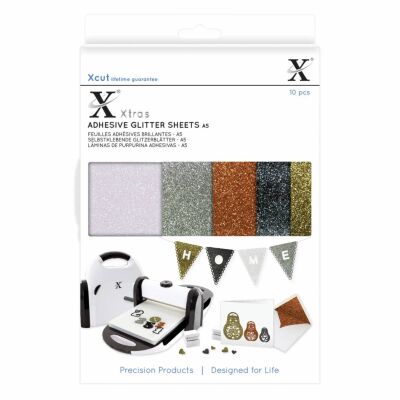 Xcut Adhesive Glitter Sheets, selbstklebend Glitzeroptik, A5 10 Stück, Metallics