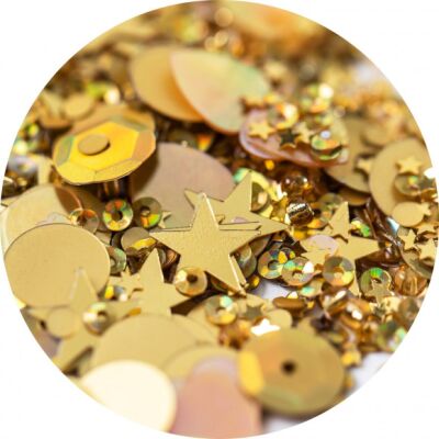 Sizzix Sequins & Beads, Paillietten und Perlenset, 5 x 5g, Gold