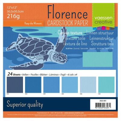 Florence Cardstock texture Multipack, 30,5x30,5, 216g, 24 Blatt, Farbe: aquablue