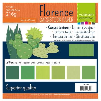 Florence Cardstock texture Multipack, 30,5x30,5, 216g, 24 Blatt, Farbe: green