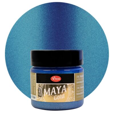 MAYA Gold von Viva Decor, glänzende Effektfarbe auf Wasserbasis, 45ml, Blau